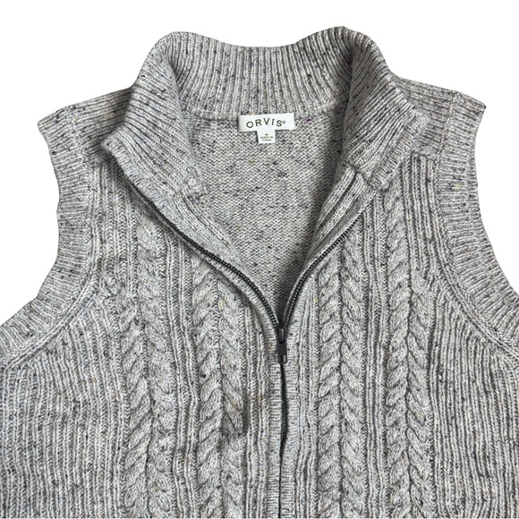 Orvis Full Zip Wool Cashmere Sweater Vest Medium Flecked Luxury Hiking Outdoors - Picture 2 of 8